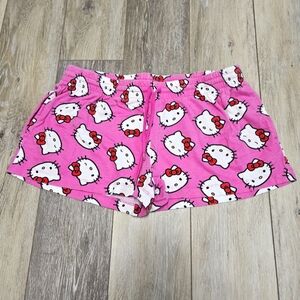 Hello Kitty Sanrio All Over Print Pink Pajama Shorts Drawstring Women's XL
